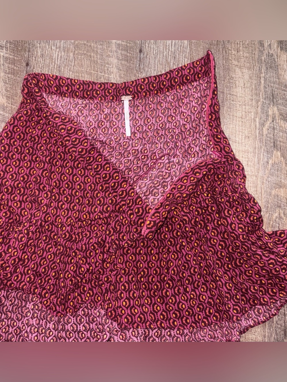 Free People Burgundy Two-Piece Tank & Patterned Skirt - Picture 3 of 6